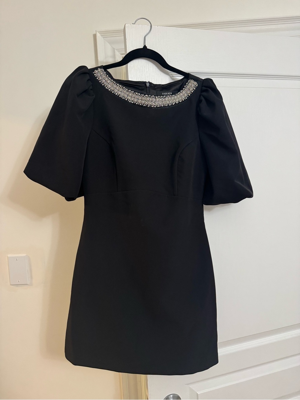 Ever New Black Mini Dress with Jeweled Neckline